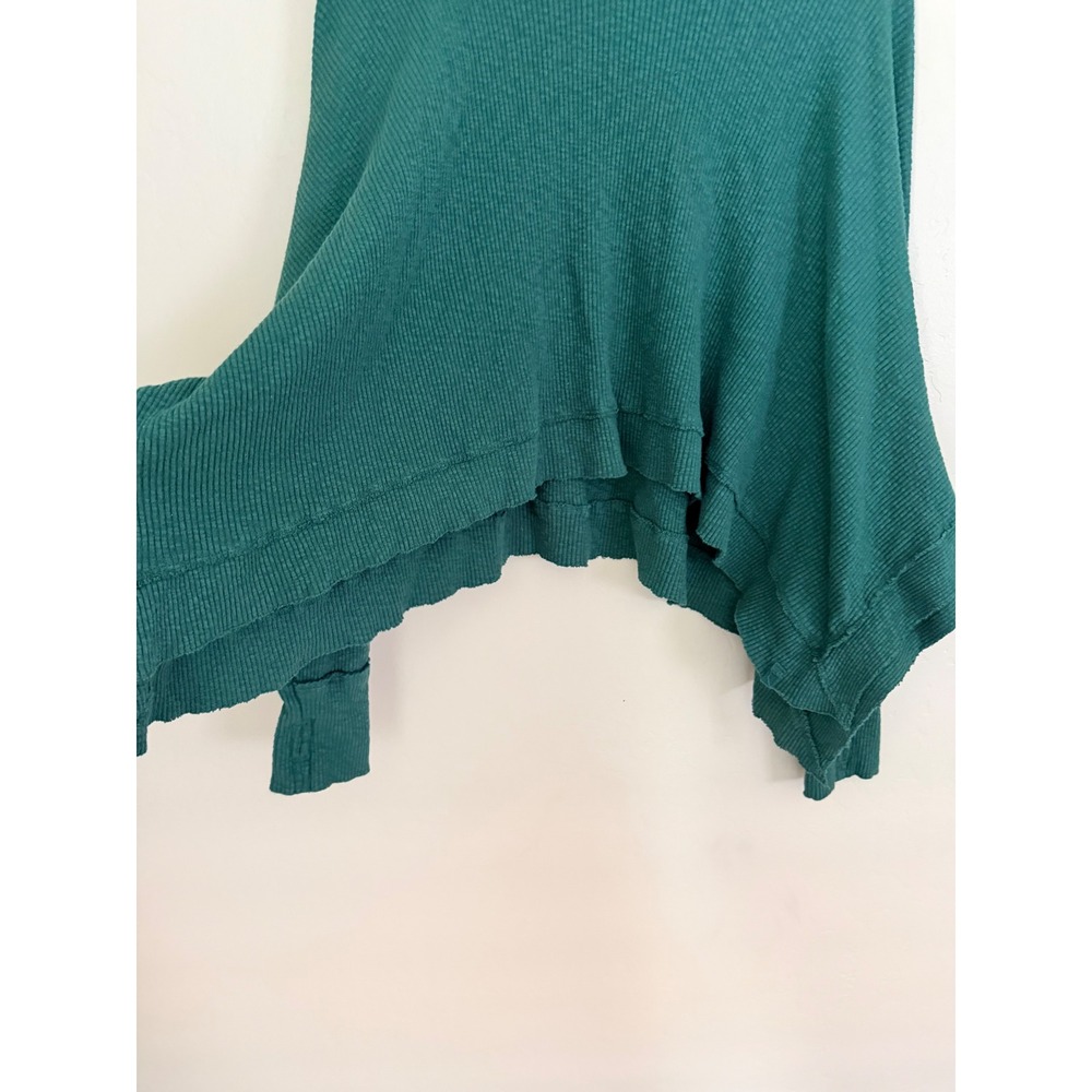 Free People We The Free Moon Daisy Teal Green Waffle Knit Poncho Top Large - Picture 5 of 7